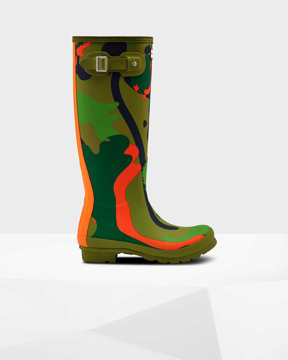 Hunter Women's Original Tall Rockpool Camo Tall Wellington Boots Green,NZOD91537